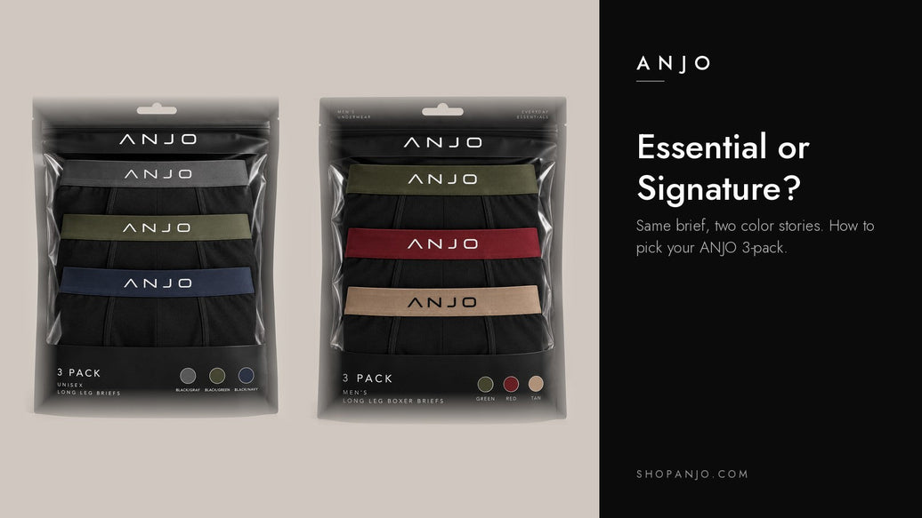 ANJO Essential and Signature 3-Pack packaging side by side