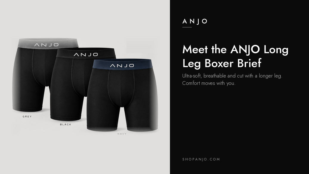 ANJO long leg boxer briefs in Grey, Black and Navy